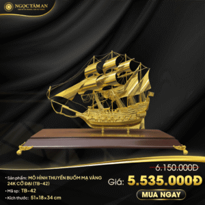 Mô hình thuyền buồm mạ vàng 24K cỡ đại - TB-42