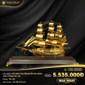 Mô hình thuyền buồm mạ vàng 24K cỡ đại - TB-46
