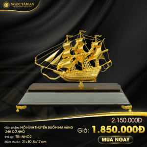 Mô hình thuyền buồm mạ vàng 24K cỡ nhỏ - TB-NHO2