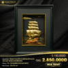 Tranh Thuyền thuận buồm xuôi gió dát vàng 24K nền đen (25x32cm)