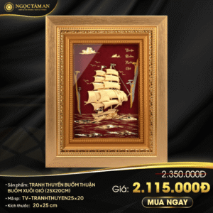 Tranh thuyền buồm thuận buồm xuôi gió (25x20cm)