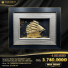 Tranh thuyền buồm thuận buồm xuôi gió dát vàng 24K (nền đen) 27x34cm