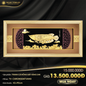 Tranh Cá rồng dát vàng 24K