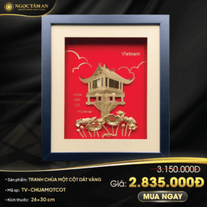 Tranh Chùa một cột dát vàng
