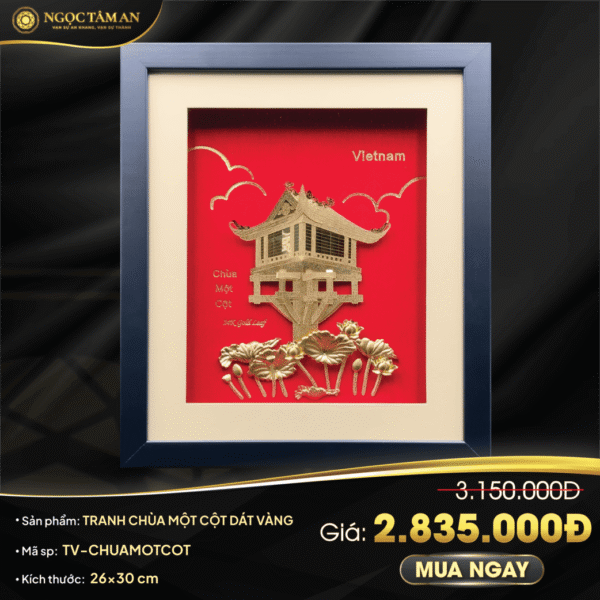Tranh Chùa một cột dát vàng
