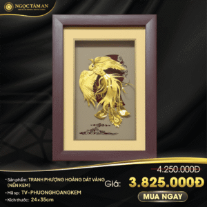 Tranh Phượng hoàng dát vàng (nền kem)