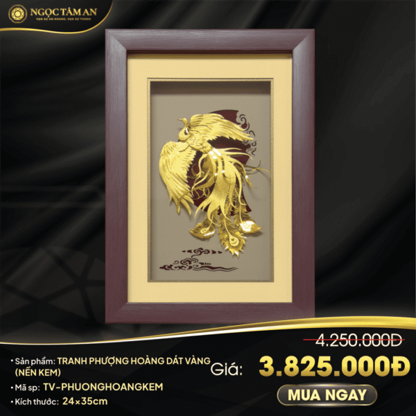 Tranh Phượng hoàng dát vàng (nền kem)