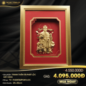 Tranh Thần tài phát lộc dát vàng