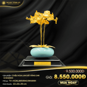 Chậu hoa lan dát vàng 24K (3 nhánh)
