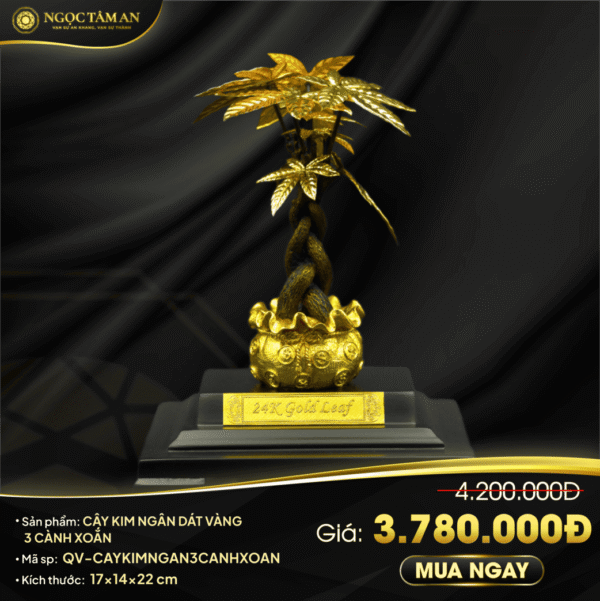 Cây Kim Ngân dát vàng 3 cành xoắn