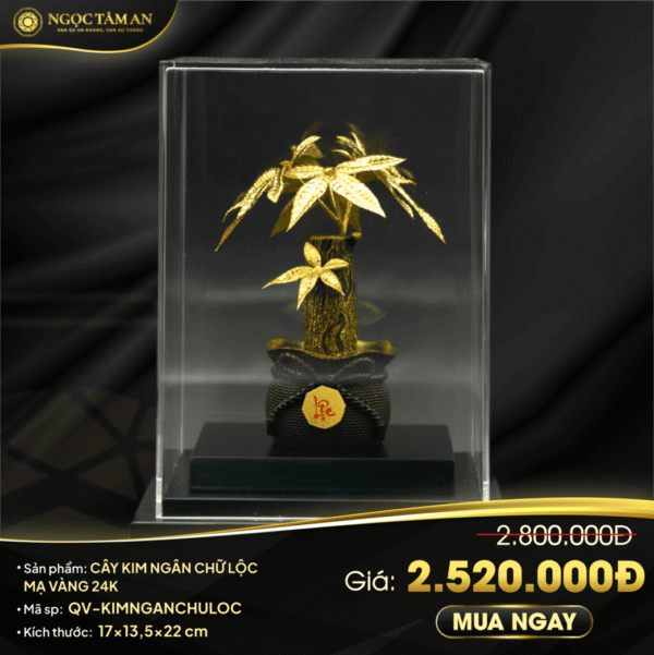 Cây Kim Ngân Chữ Lộc Mạ Vàng 24K