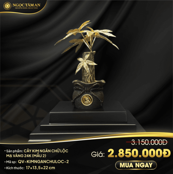 Cây Kim Ngân Chữ Lộc Mạ Vàng 24K (mẫu 2)
