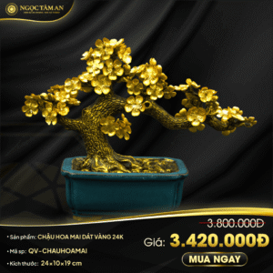 Chậu hoa mai dát vàng 24K