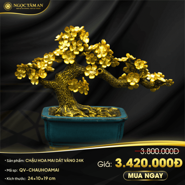 Chậu hoa mai dát vàng 24K