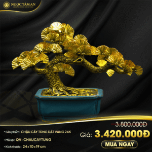 Chậu cây tùng dát vàng 24K
