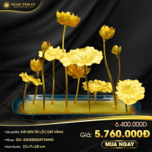 Đài sen tài lộc dát vàng