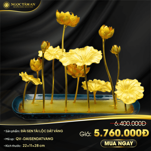 Đài sen tài lộc dát vàng