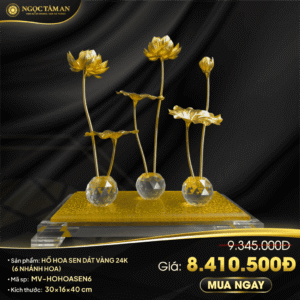 Hồ hoa sen dát vàng 24K (6 nhánh hoa)