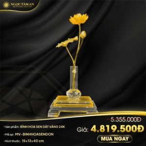 Bình hoa sen dát vàng 24K