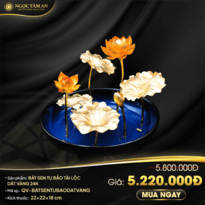 Bát sen tụ bảo tài lộc dát vàng 24K