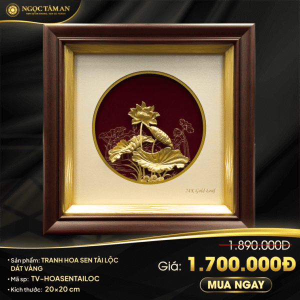 Tranh Hoa Sen Tài Lộc Dát Vàng