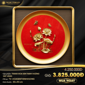 Tranh Hoa sen thịnh vượng dát vàng