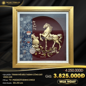 Tranh Mã đáo thành công dát vàng - TV MADAOTHANHCONG2