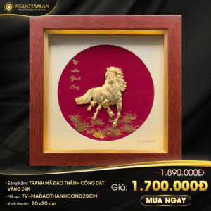 Tranh Mã đáo thành công dát vàng (20x20cm)