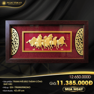 Tranh Mã đáo thành công (Bát mã) dát vàng - QV TRANHMADAO