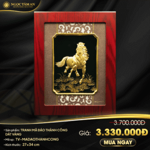 Tranh Mã đáo thành công dát vàng - TV MADAOTHANHCONG
