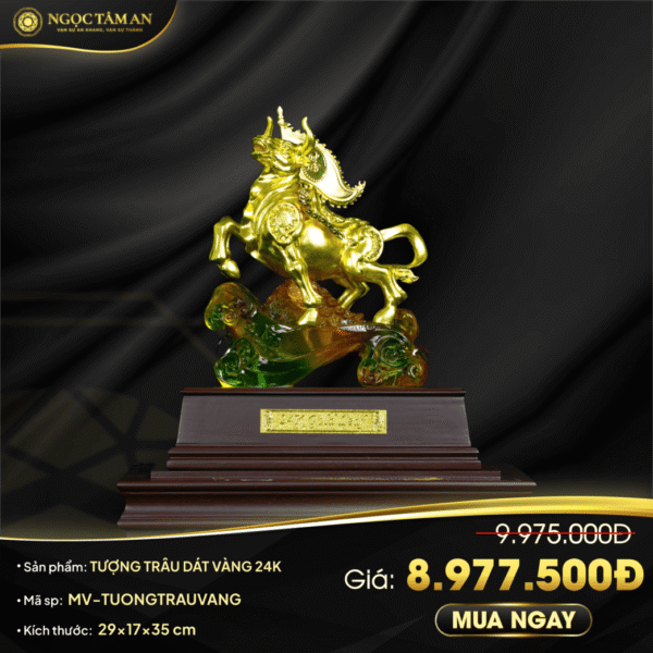Tượng Trâu Dát Vàng 24K