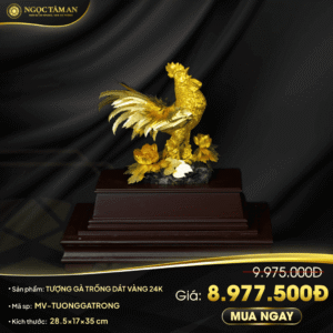 Tượng Gà Trống Dát Vàng 24K