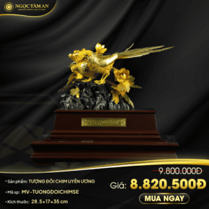 Tượng Đôi Chim Uyên Ương Dát Vàng 24K