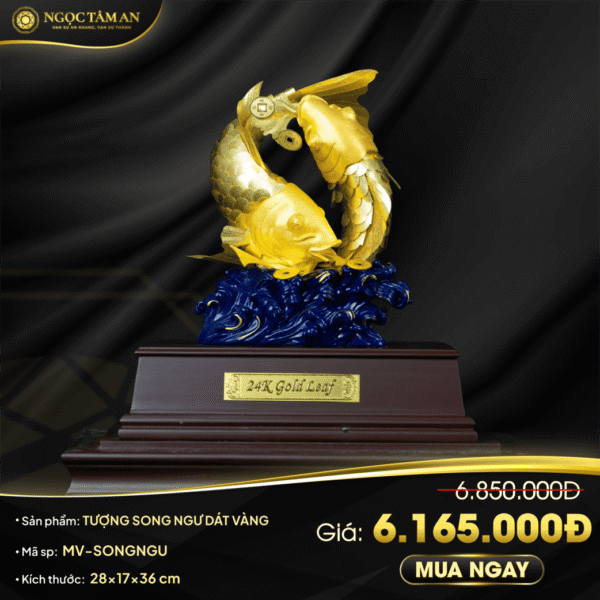 Tượng song ngư dát vàng