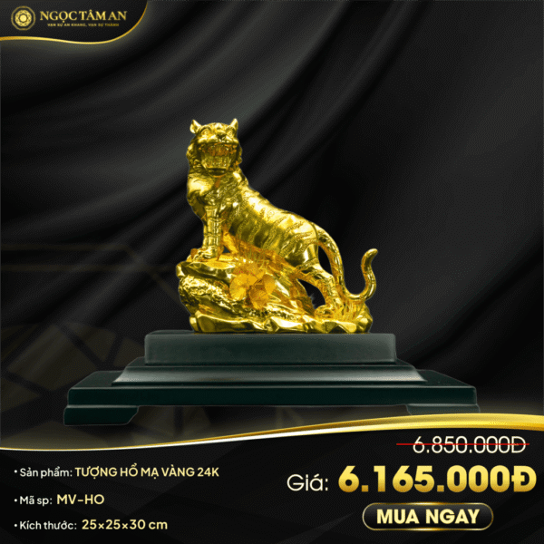 Tượng Hổ mạ vàng 24K