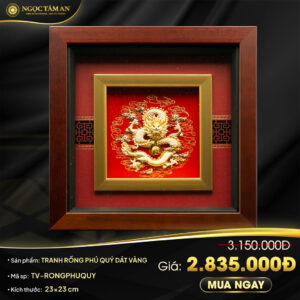 Tranh Rồng phú quý dát vàng