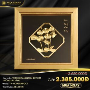 Tranh hoa lan phú quý cát tường dát vàng