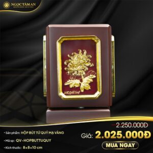 Hộp bút tứ quý mạ vàng