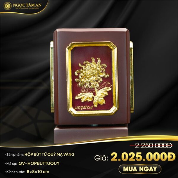 Hộp bút tứ quý mạ vàng