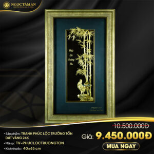 Tranh Phúc lộc trường tồn dát vàng 24K