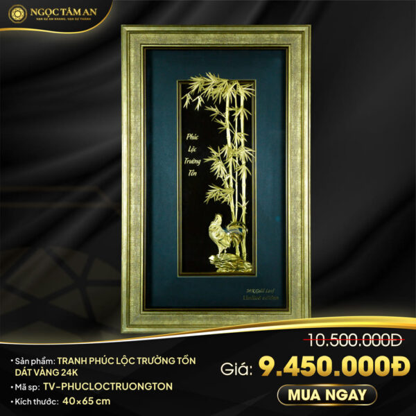 Tranh Phúc lộc trường tồn dát vàng 24K