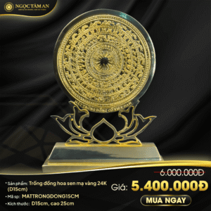 Trống đồng hoa sen mạ vàng 24K (D15cm)