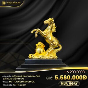 Tượng Mã đáo thành công dát vàng (Hộp Mica)