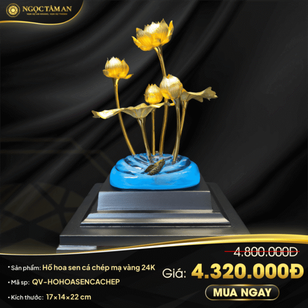 Hoa sen cá chép dát vàng 24K