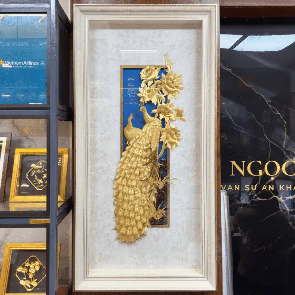 11 tranh chim cong phu quy cat tuong dat vang