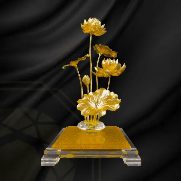 14 hoa sen dat vang 24k