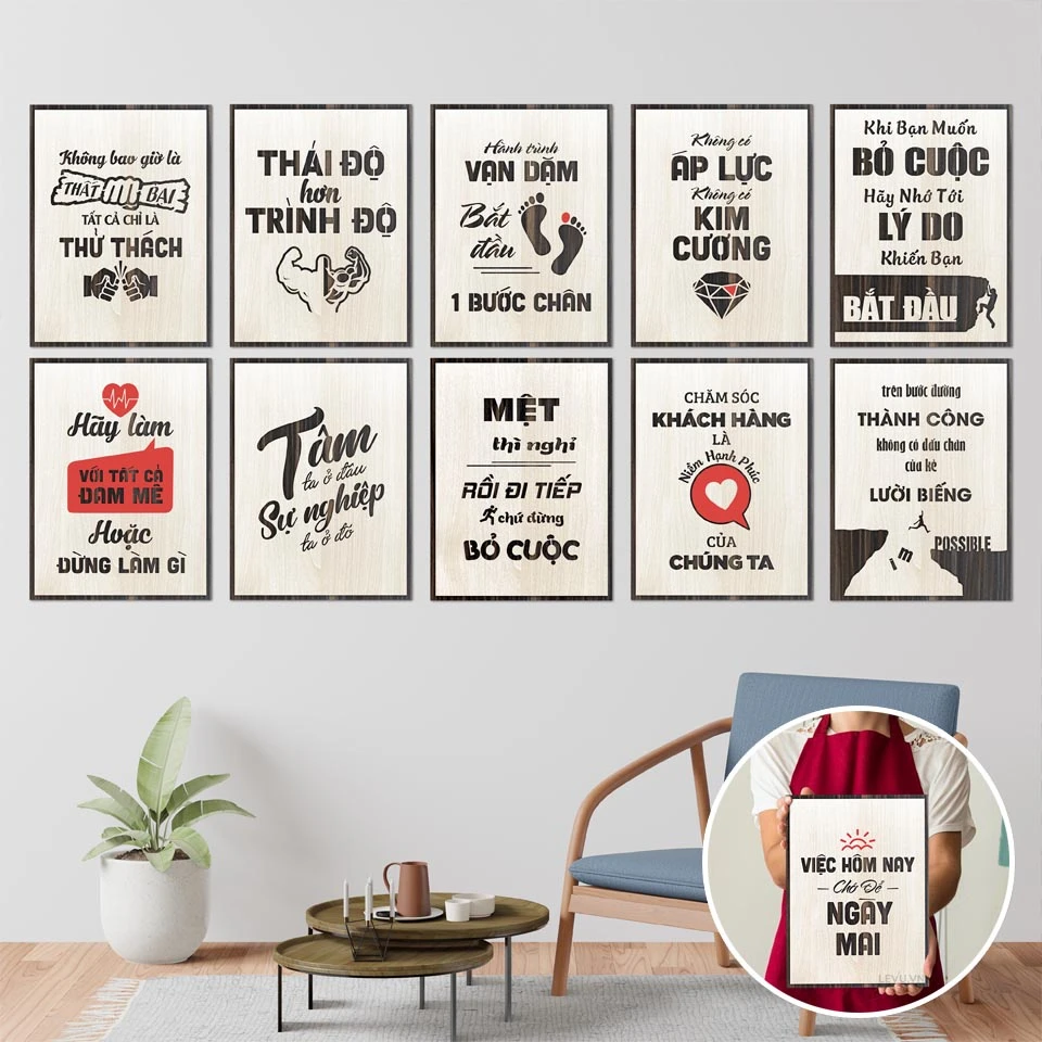 18 tranh go treo tuong tao dong luc lam viec