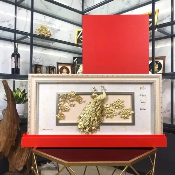 23 tranh chim cong phu quy van nien dat vang 24k