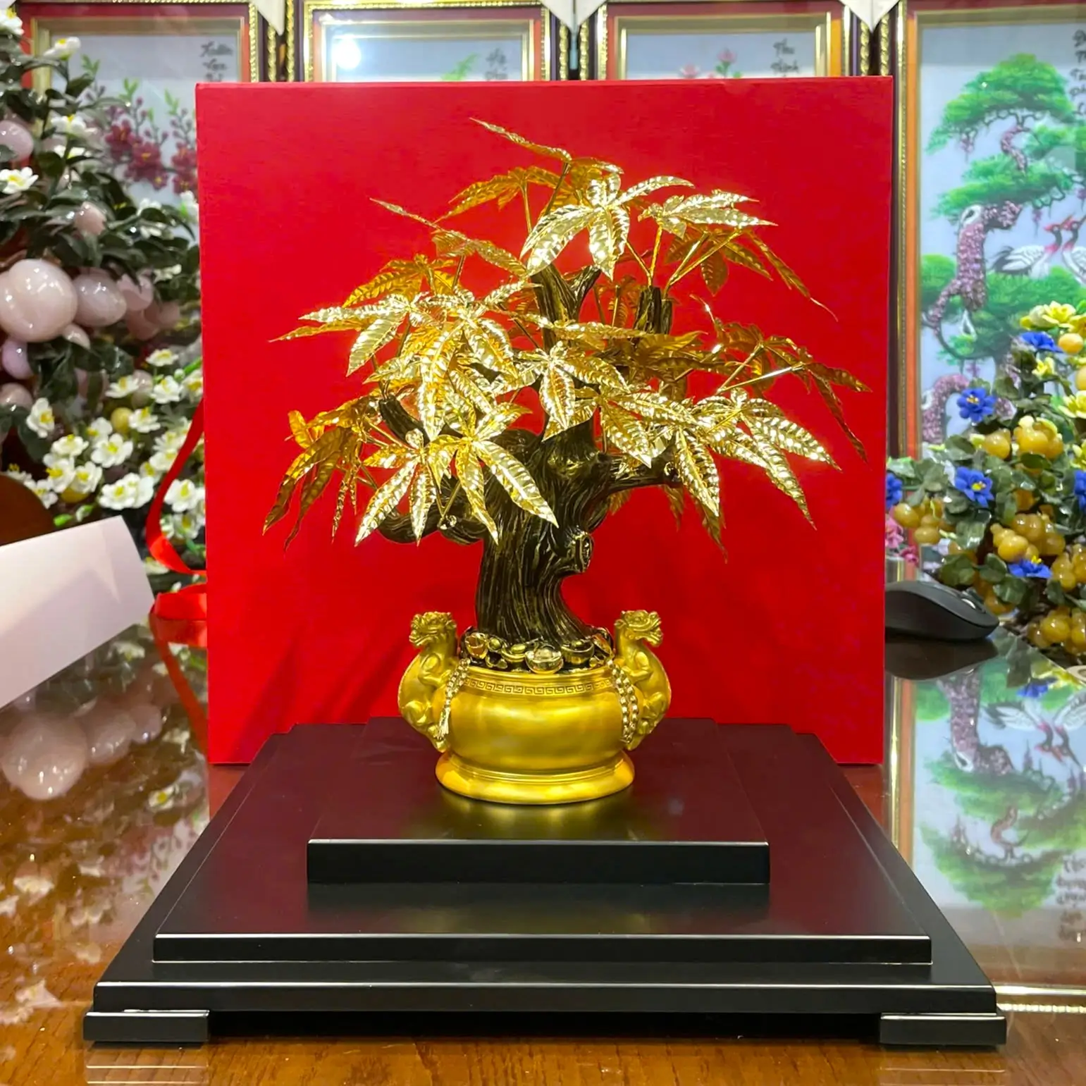 8 chau cay kim ngan dat vang 30cm