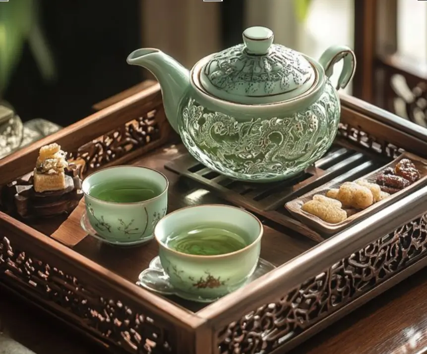 Bộ ấm trà màu xanh ngọc cao cấp